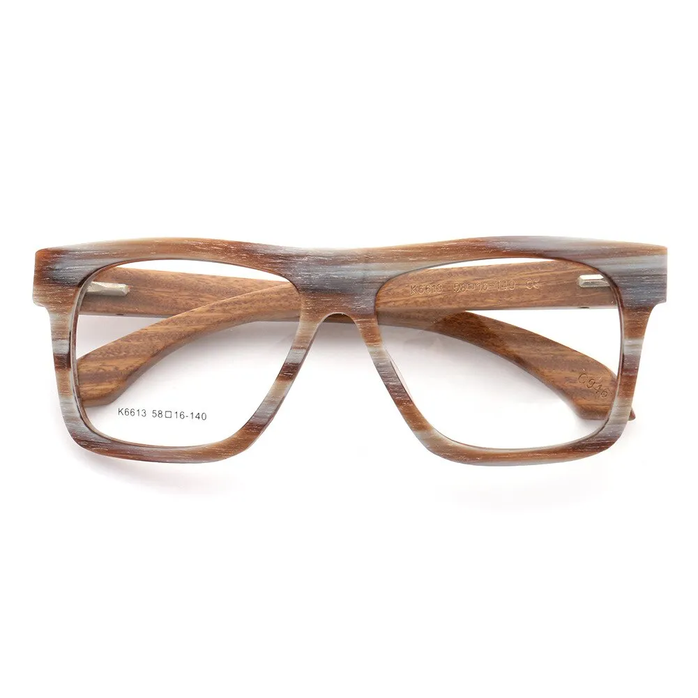 Aissuarvey Unisex Full Rim Rectangular Frame Wooden Eyeglasses K6613