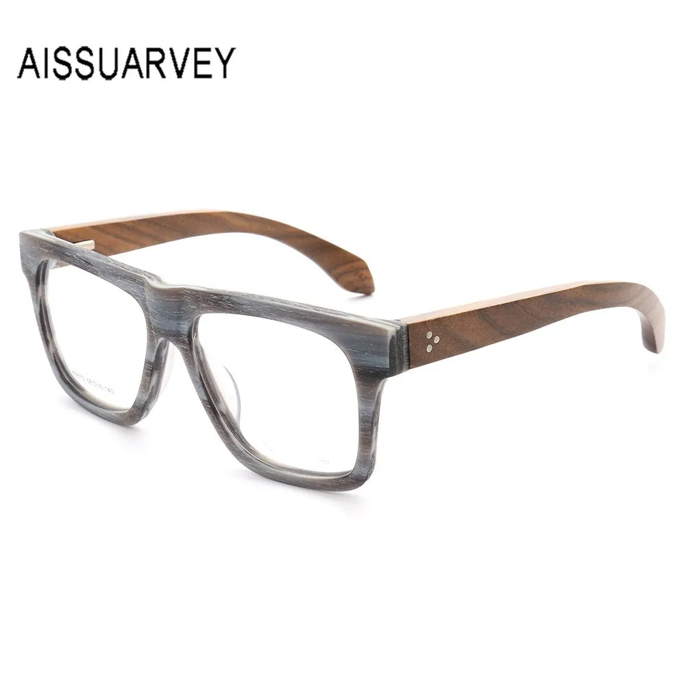 Aissuarvey Unisex Full Rim Rectangular Frame Wooden Eyeglasses K6613