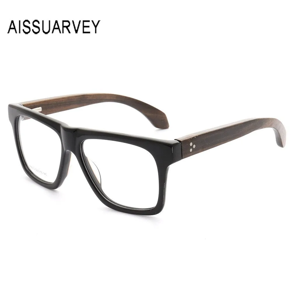 Aissuarvey Unisex Full Rim Rectangular Frame Wooden Eyeglasses K6613