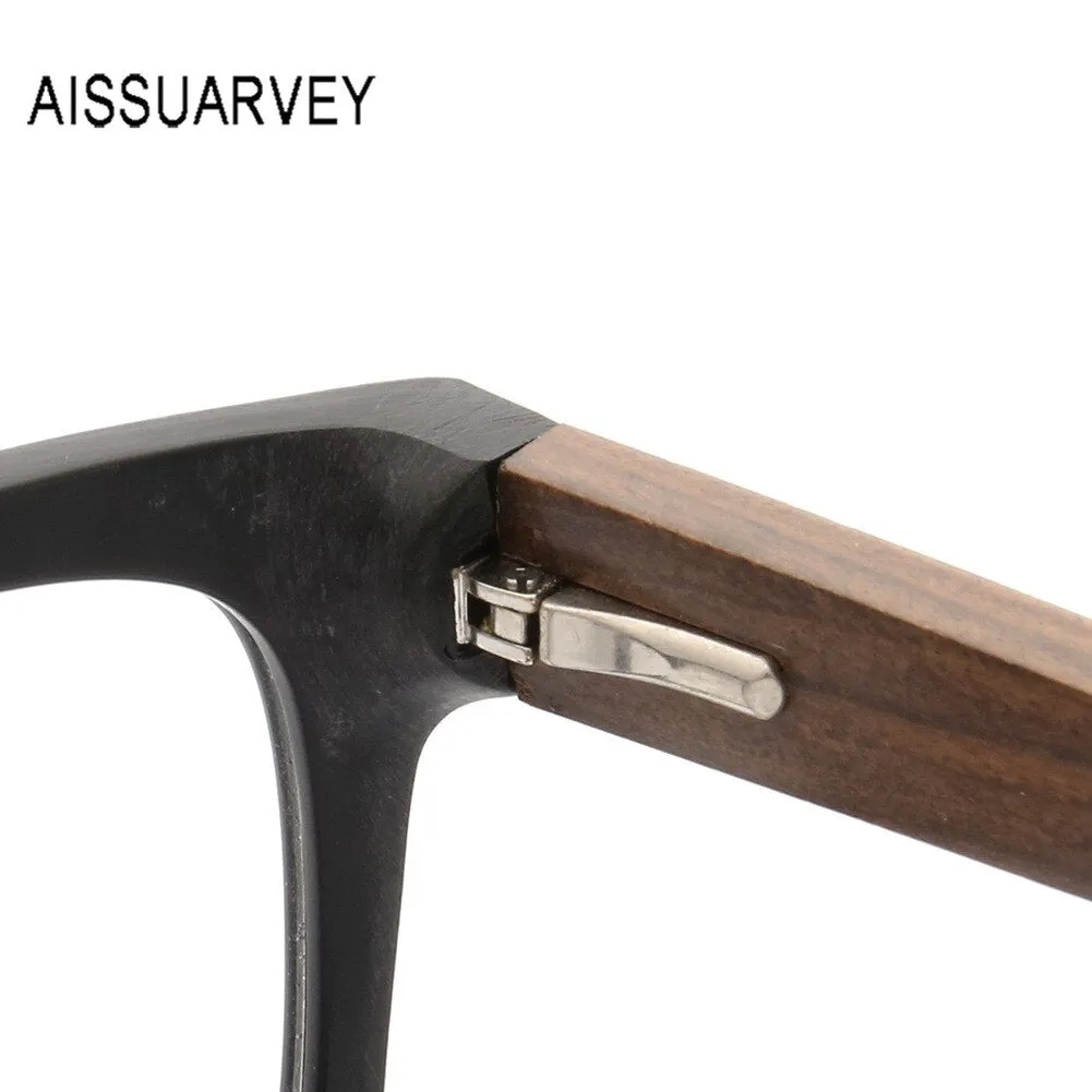 Aissuarvey Unisex Full Rim Rectangular Frame Wooden Eyeglasses K6613