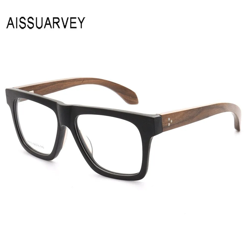 Aissuarvey Unisex Full Rim Rectangular Frame Wooden Eyeglasses K6613