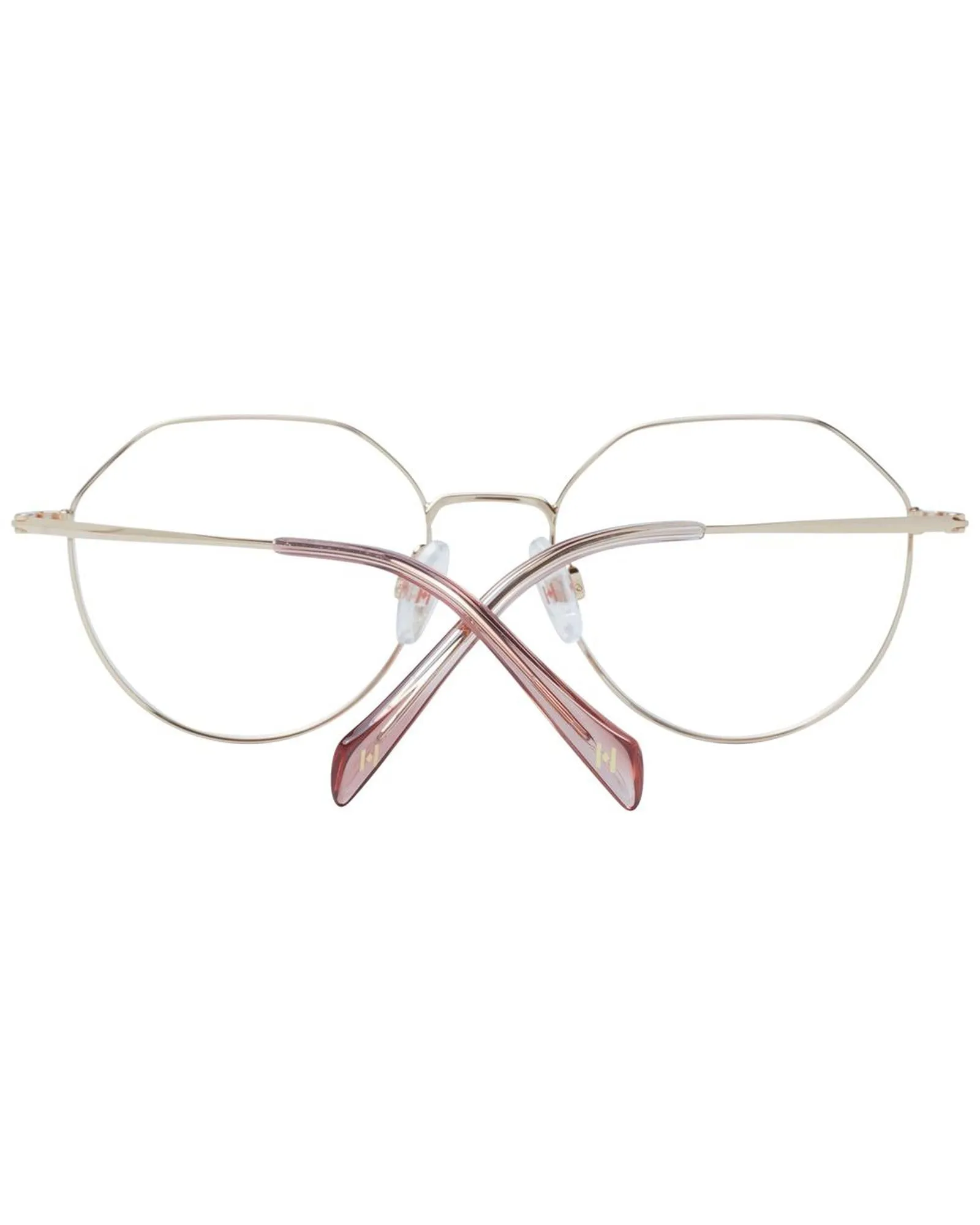 Ana Hickmann Octagon Eyeglasses Red  Gold Frame