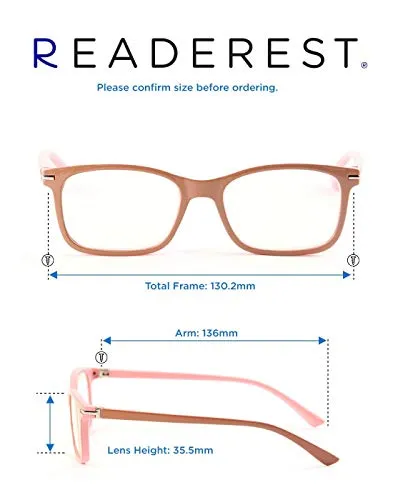 Blue-Light-Blocking-Reading-Glasses-Beige-Pink-0-50-Magnification-Computer-Glasses