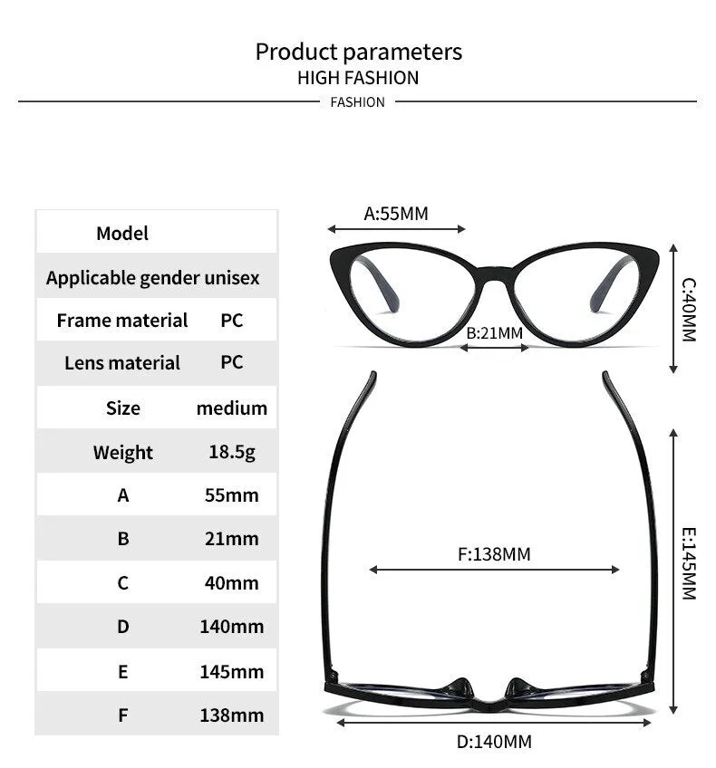 CCspace Unisex Full Rim Cat Eye Tr 90 Eyeglasses 55674