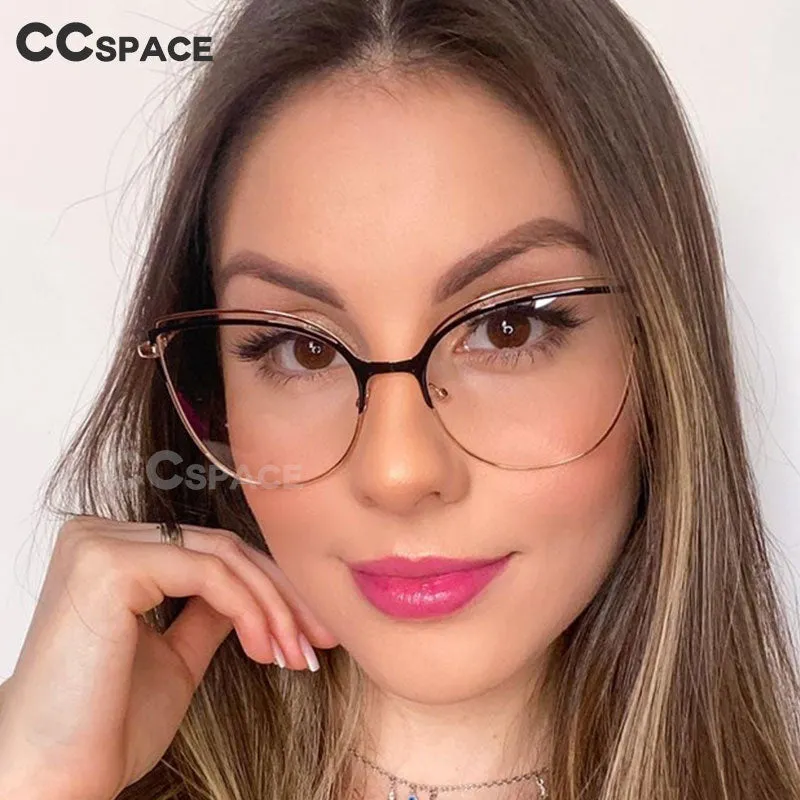CCspace Unisex Full Rim Oversized Cat Eye Alloy Frame Eyeglasses 48233