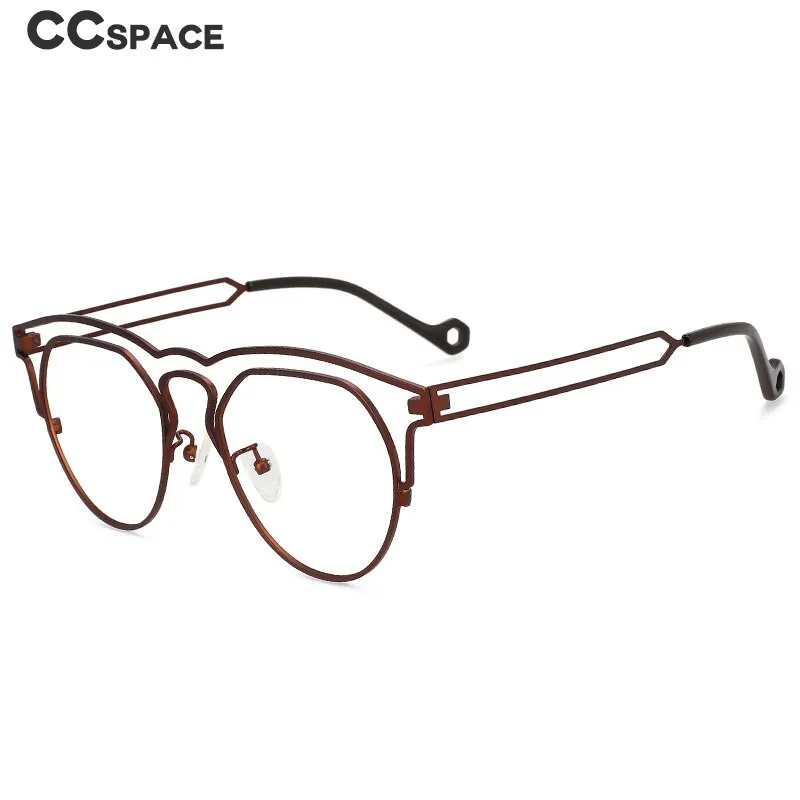 CCspace Unisex Full Rim Round Double Bridge Titanium Eyeglasses 55522
