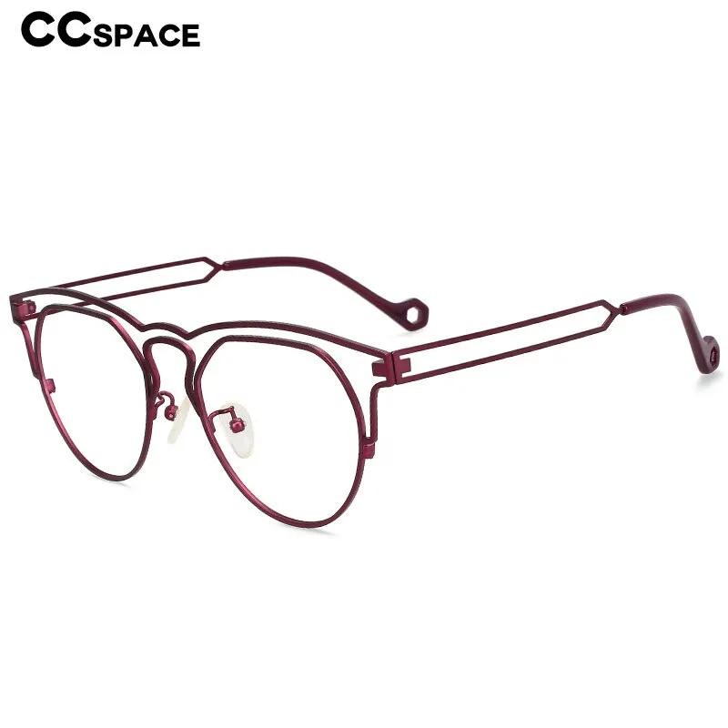 CCspace Unisex Full Rim Round Double Bridge Titanium Eyeglasses 55522
