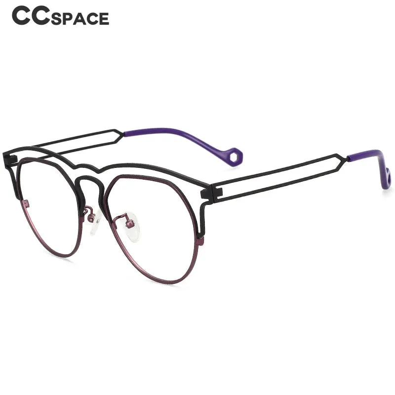 CCspace Unisex Full Rim Round Double Bridge Titanium Eyeglasses 55522