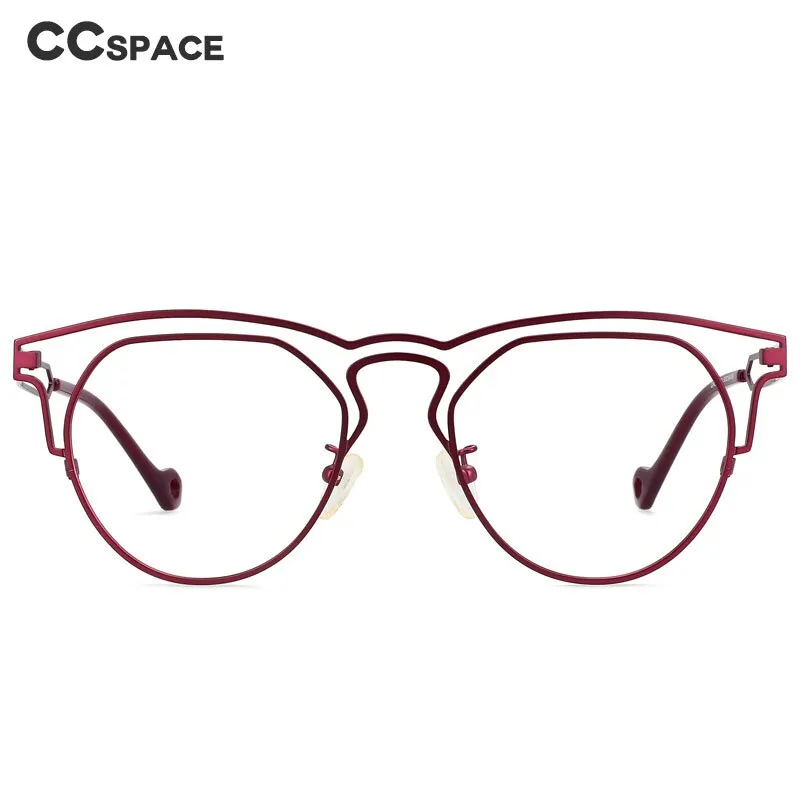 CCspace Unisex Full Rim Round Double Bridge Titanium Eyeglasses 55522