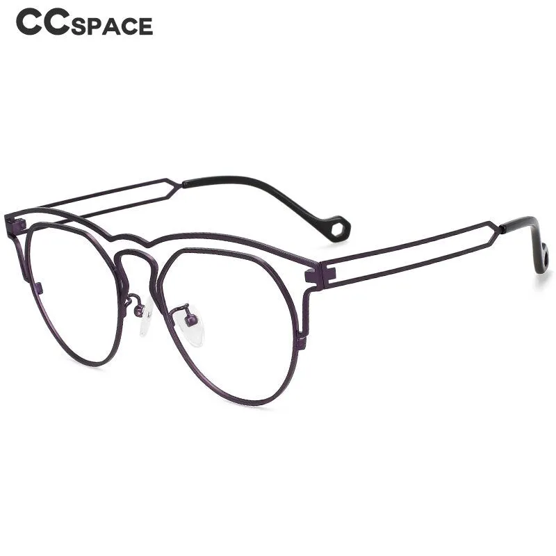 CCspace Unisex Full Rim Round Double Bridge Titanium Eyeglasses 55522