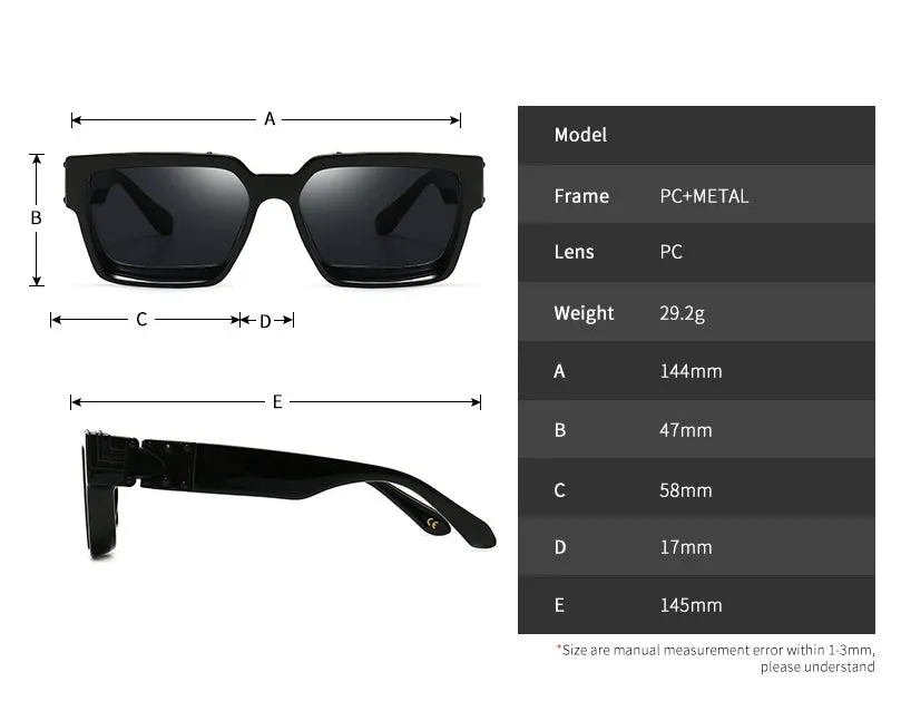 CCspace Unisex Full Rim Square Resin Frame Sunglasses 46167