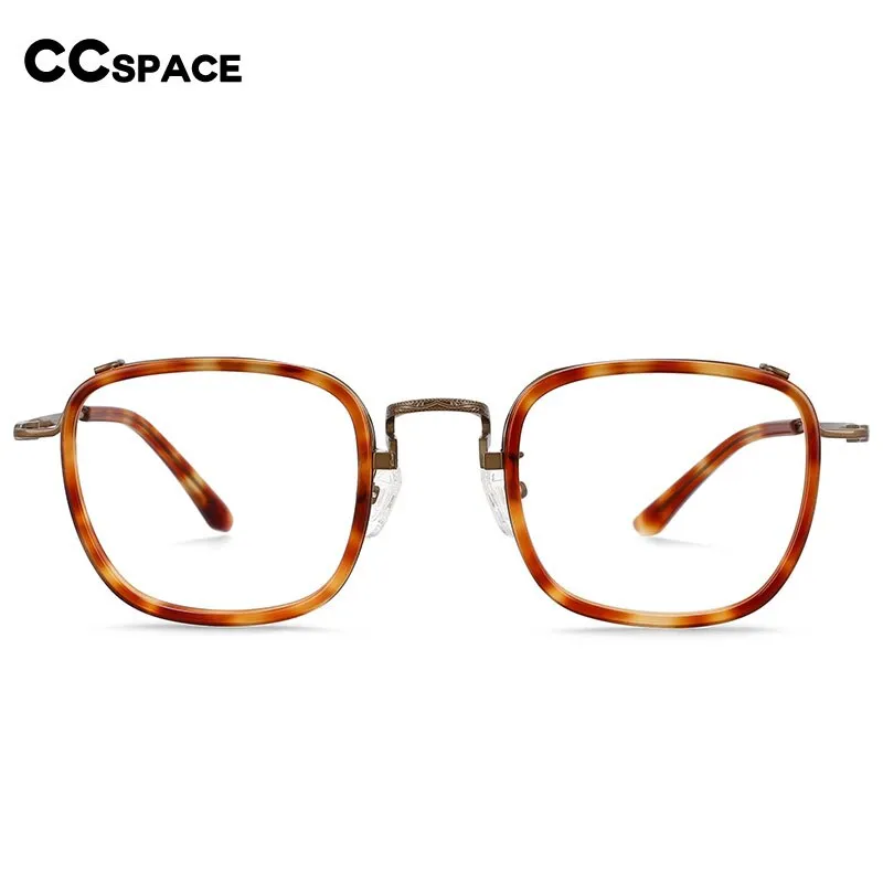 CCspace Unisex Square Full-Rim TR90 Titanium Eyeglasses, Model 55226