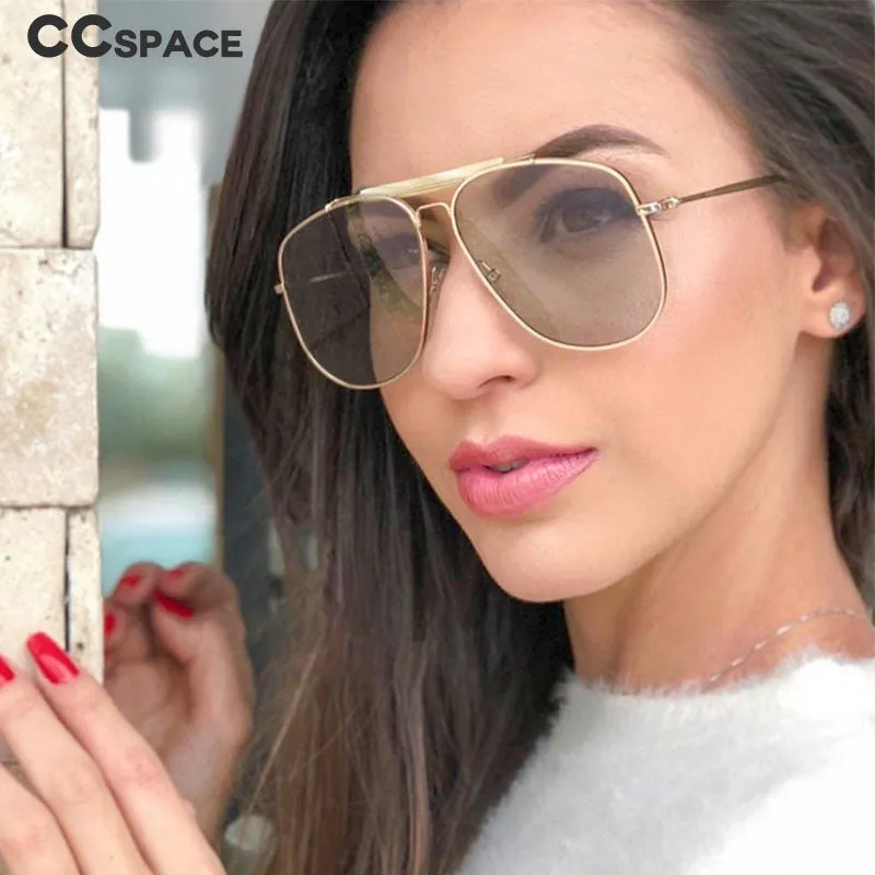 CCspace Women's Full Rim Square Alloy Double Bridge Pilot Frame Sunglasses 45811