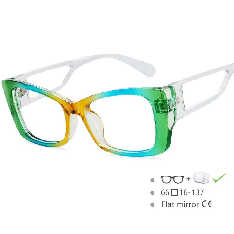 CCspace Women's Full Rim Square Resin Frame Rainbow Eyeglasses 54537
