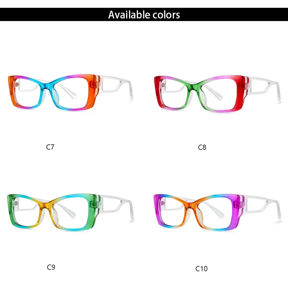 CCspace Women's Full Rim Square Resin Frame Rainbow Eyeglasses 54537