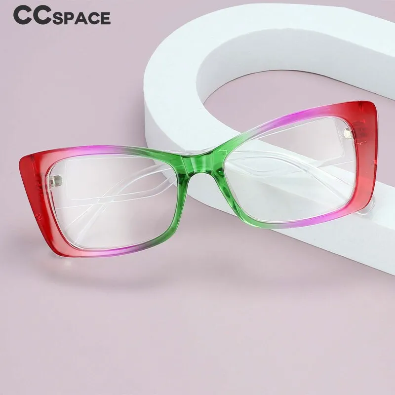 CCspace Women's Full Rim Square Resin Frame Rainbow Eyeglasses 54537
