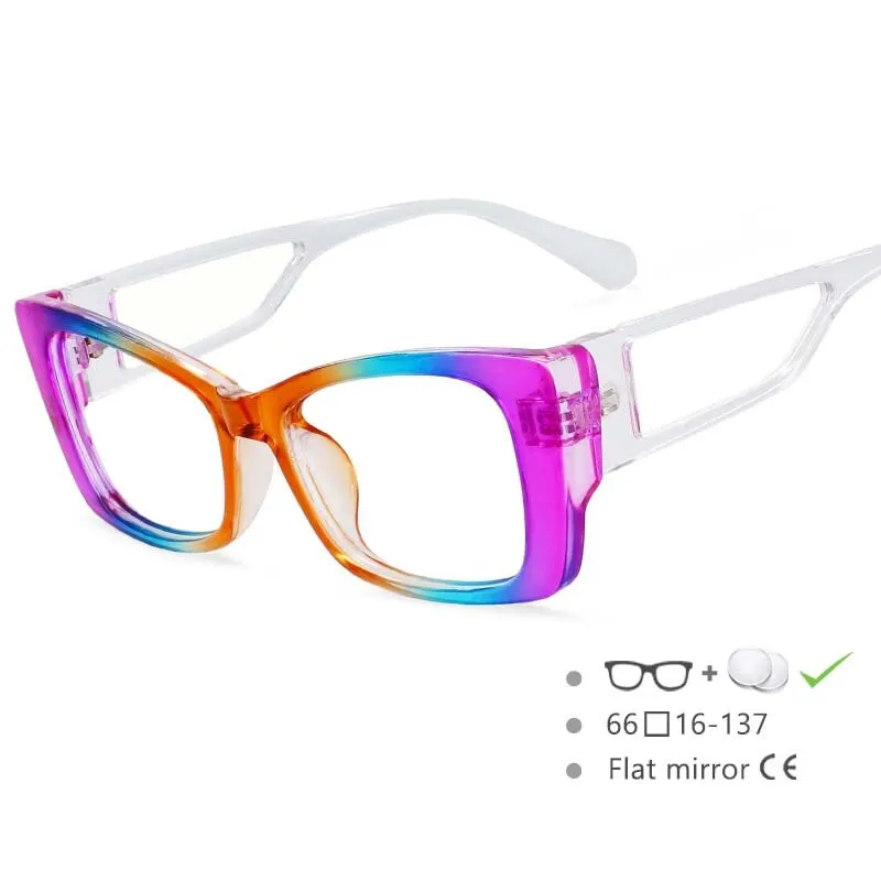 CCspace Women's Full Rim Square Resin Frame Rainbow Eyeglasses 54537