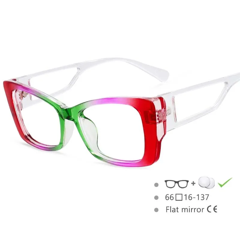 CCspace Women's Full Rim Square Resin Frame Rainbow Eyeglasses 54537