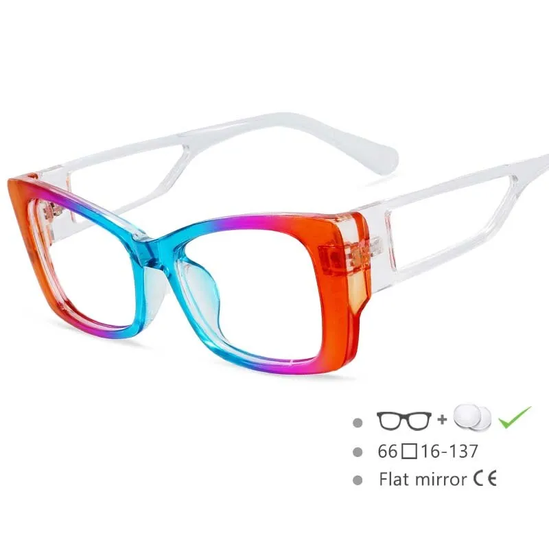 CCspace Women's Full Rim Square Resin Frame Rainbow Eyeglasses 54537