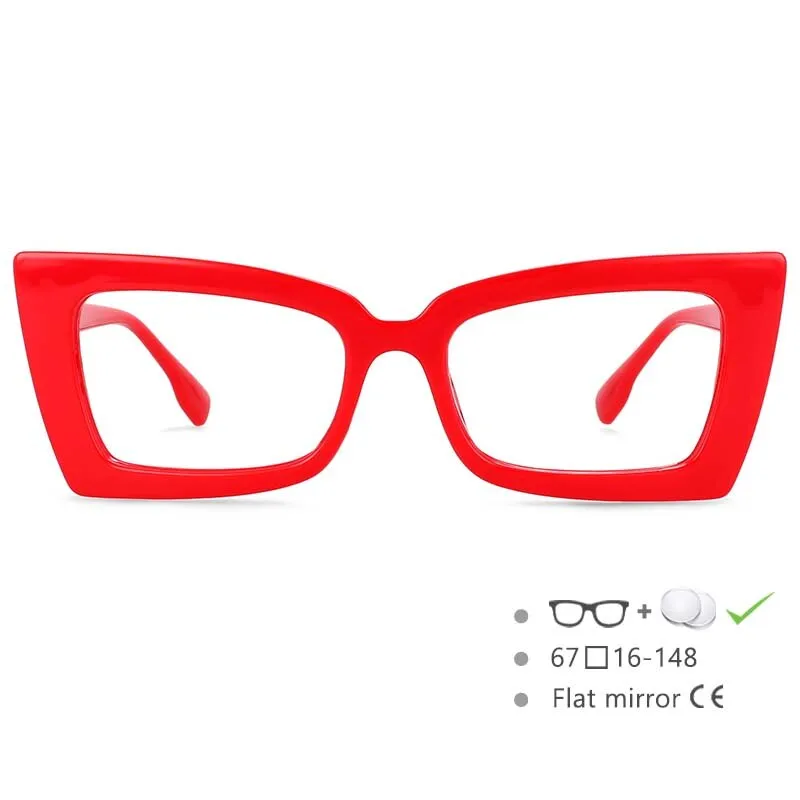 CCspace Women's Oversized Rectangle Cat Eye Resin Frame Eyeglasses 54536
