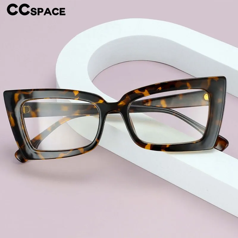CCspace Women's Oversized Rectangle Cat Eye Resin Frame Eyeglasses 54536