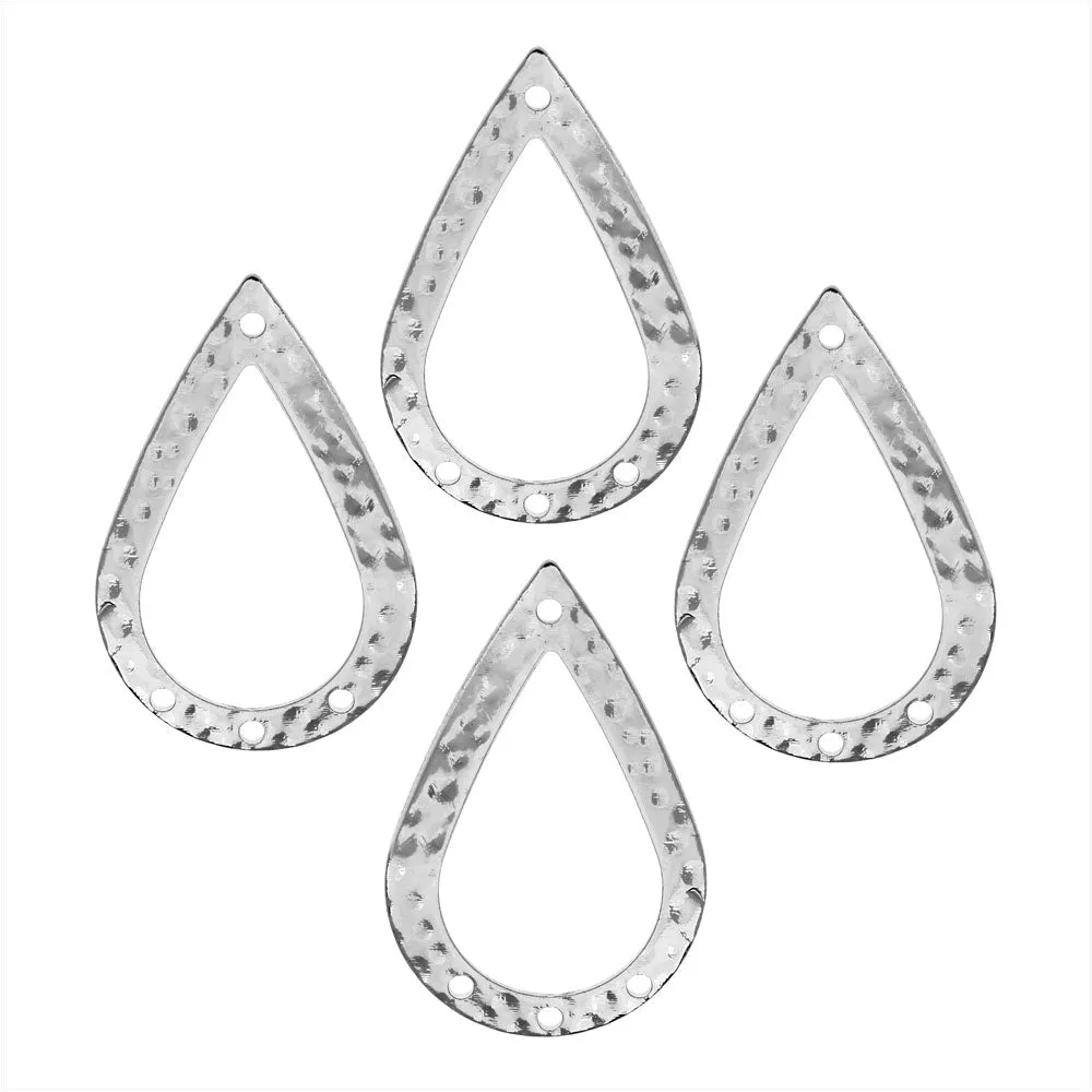 Chandelier Pendant, Teardrop 30.5mm, Platinum Tone (4 Pieces)