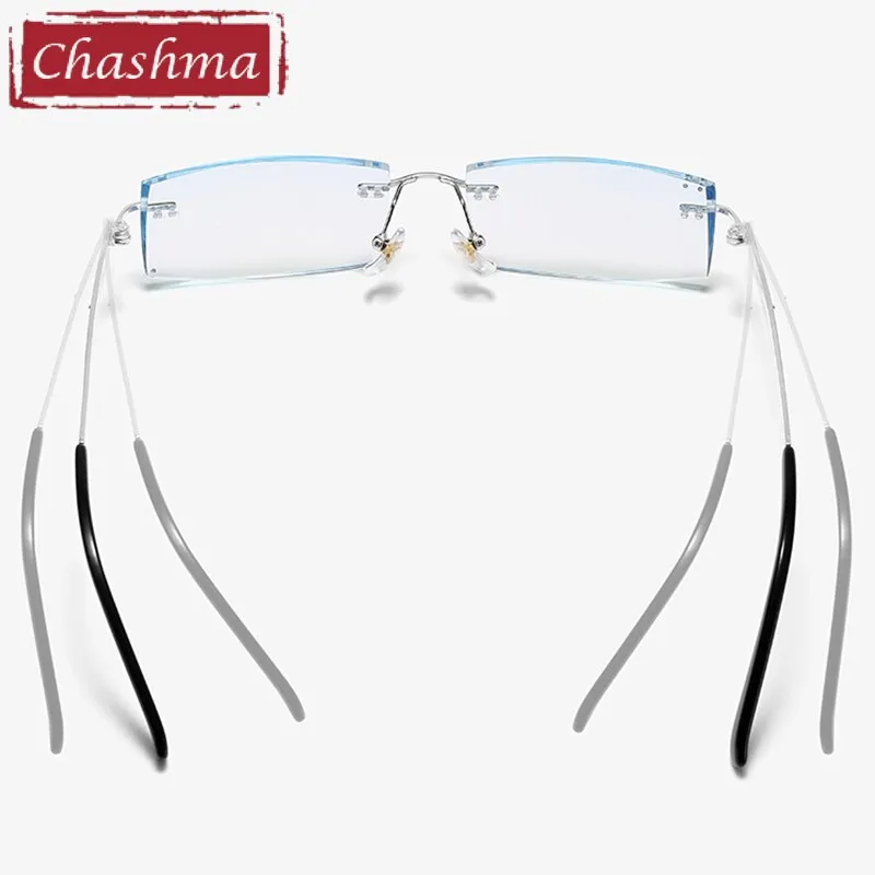 Chashma Ottica Men's Rimless Square Rectangle Titanium Eyeglasses Tinted Lenses 99987