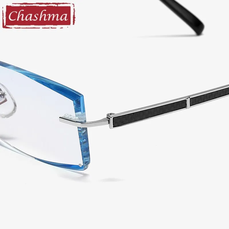 Chashma Ottica Men's Rimless Square Rectangle Titanium Eyeglasses Tinted Lenses 99987