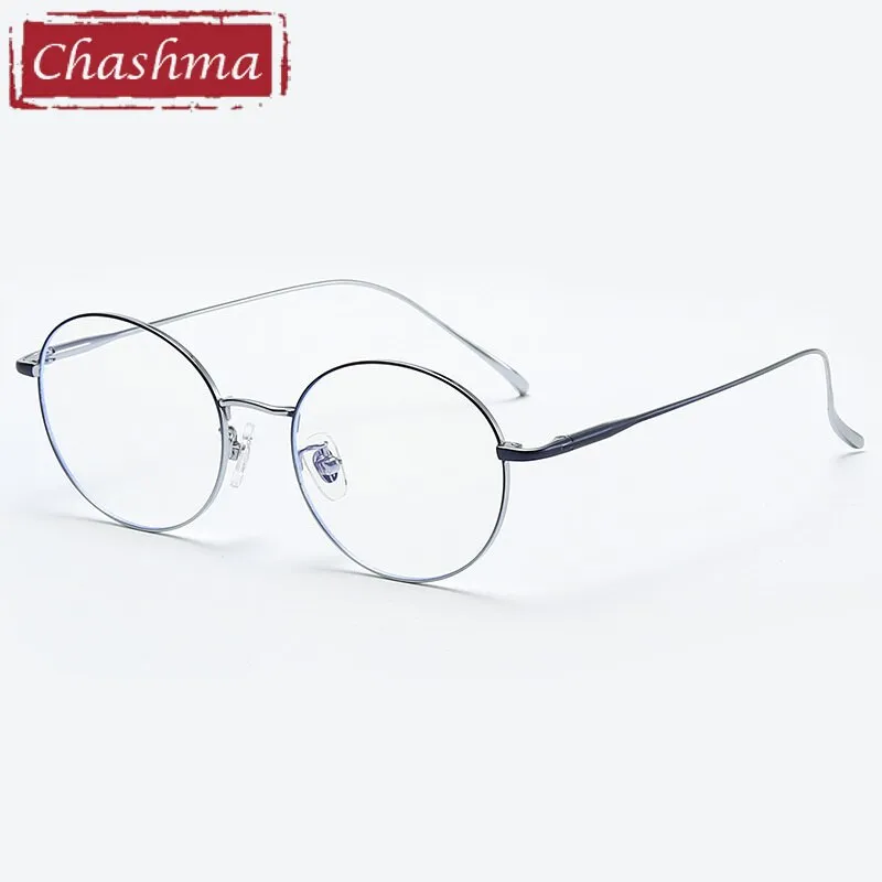 Chashma Ottica Unisex Full Rim Round Titanium Eyeglasses 093