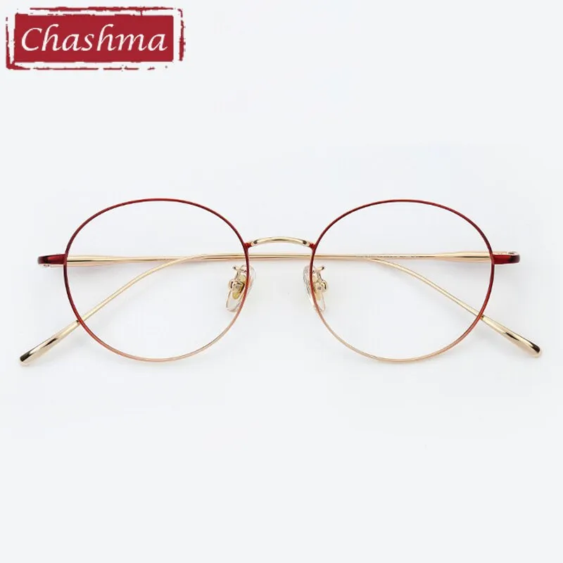 Chashma Ottica Unisex Full Rim Round Titanium Eyeglasses 093