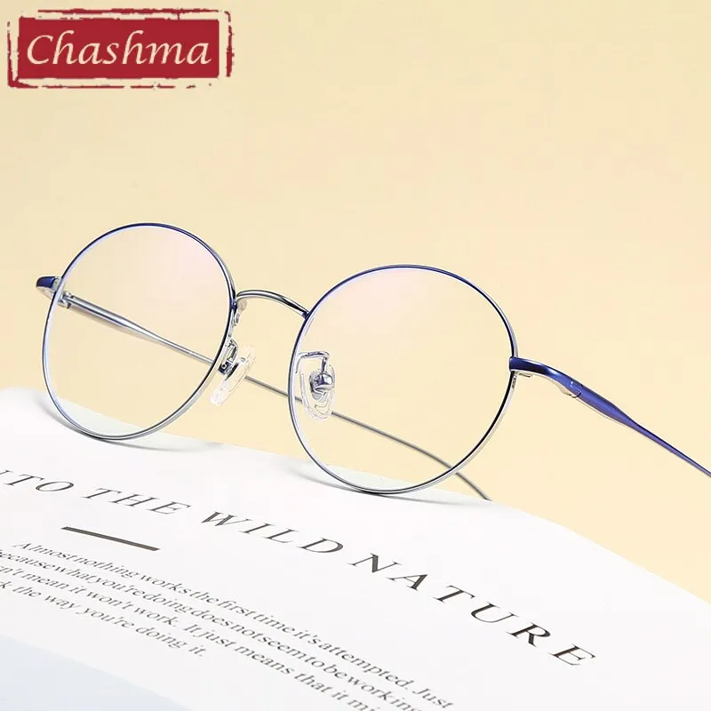 Chashma Ottica Unisex Full Rim Round Titanium Eyeglasses 093