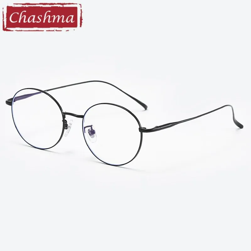Chashma Ottica Unisex Full Rim Round Titanium Eyeglasses 093