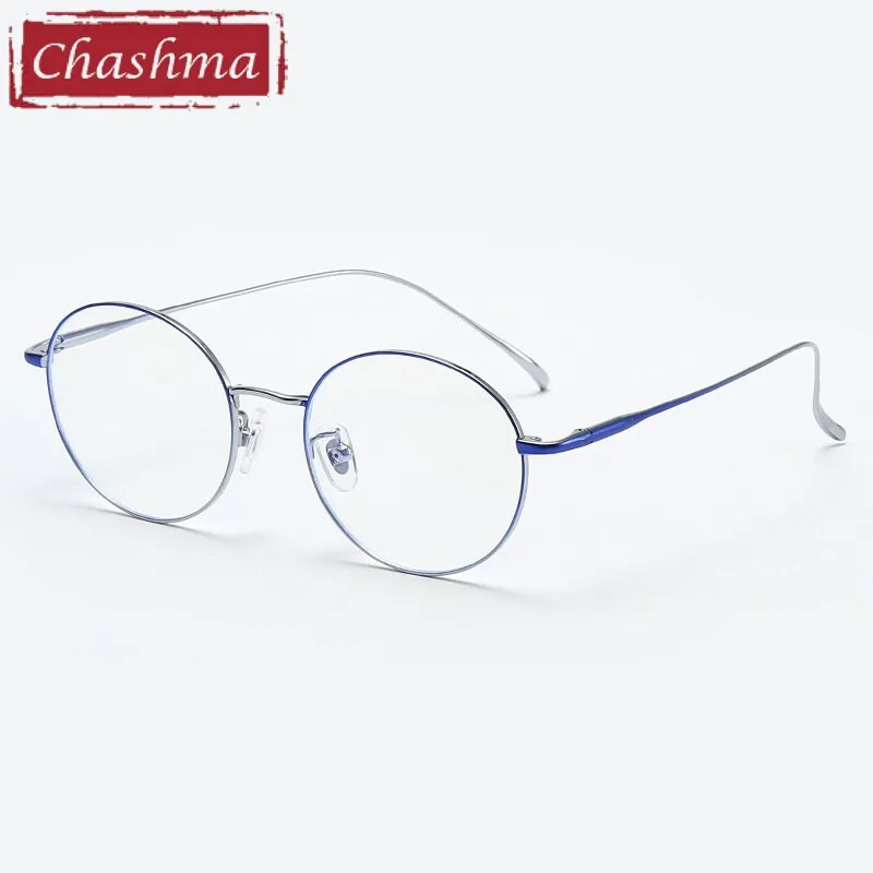 Chashma Ottica Unisex Full Rim Round Titanium Eyeglasses 093
