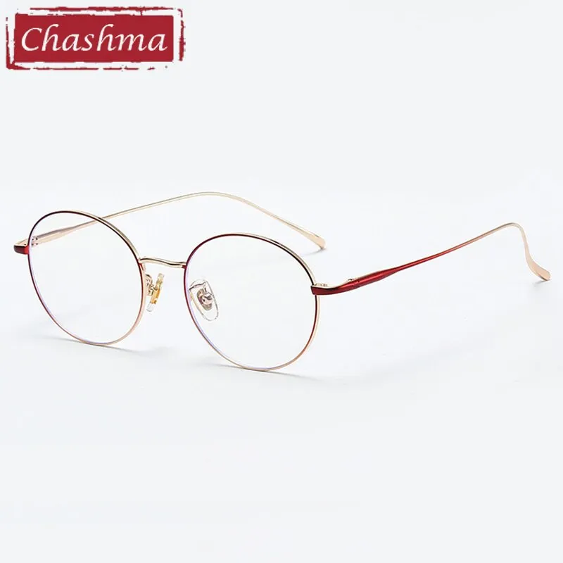 Chashma Ottica Unisex Full Rim Round Titanium Eyeglasses 093