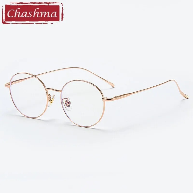 Chashma Ottica Unisex Full Rim Round Titanium Eyeglasses 093