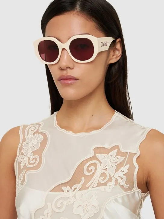 Chloé   Oversized logo round acetate sunglasses 
