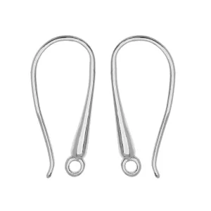 Earring Findings, Earwire Hooks with Loop 23mm, Platinum Tone (2 Pairs)
