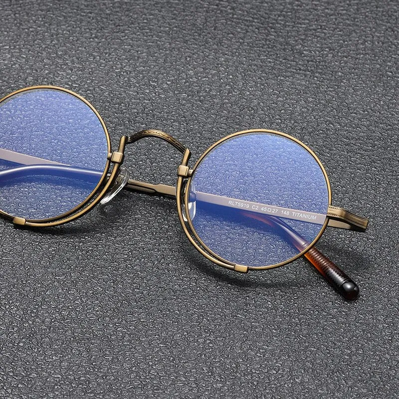 Gatenac Unisex Full Rim Round Titanium Eyeglasses Gxyj998