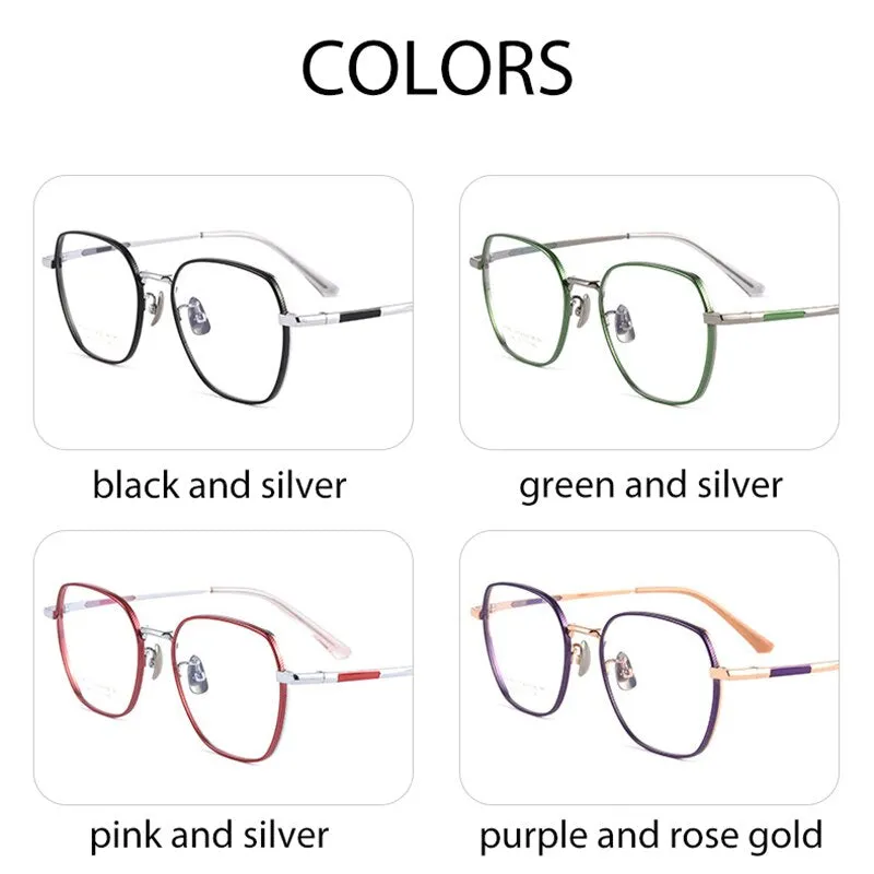 Handoer Men's Full Rim Irregular Square Titanium Eyeglasses 2040Tsf