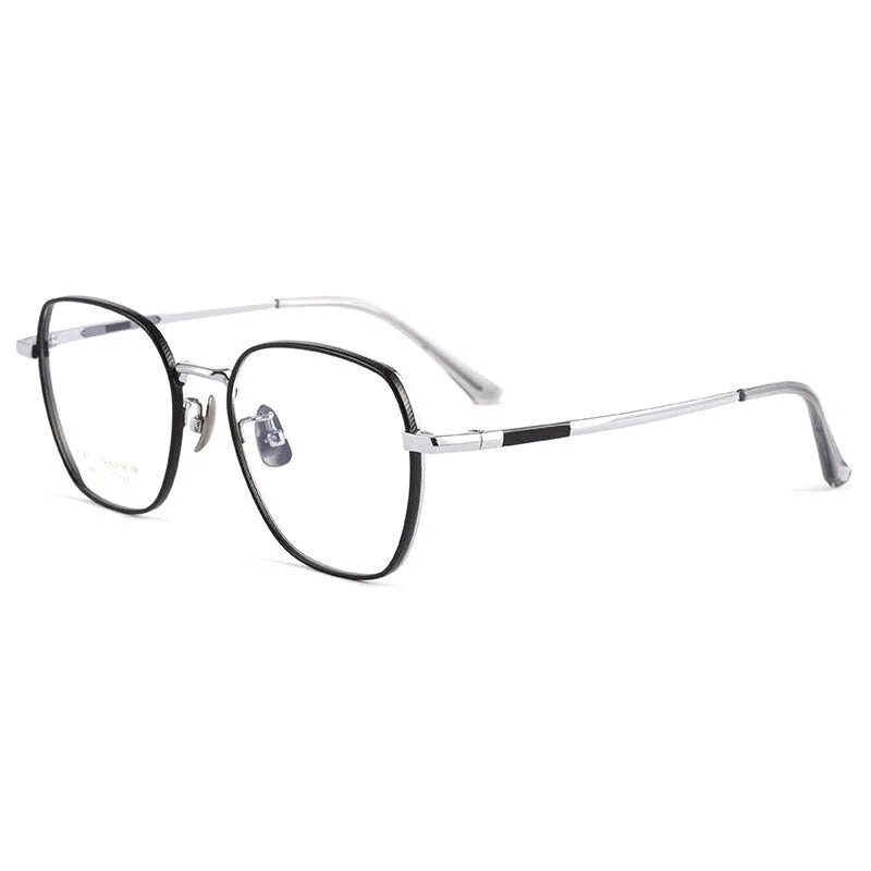 Handoer Men's Full Rim Irregular Square Titanium Eyeglasses 2040Tsf