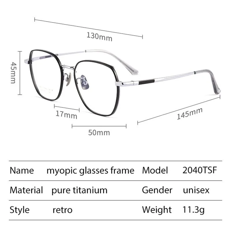Handoer Men's Full Rim Irregular Square Titanium Eyeglasses 2040Tsf