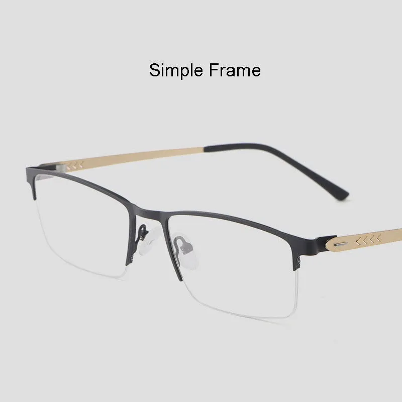 Hotochki Men's Semi Rim Alloy Frame Eyeglasses 9841