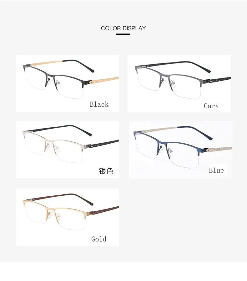 Hotochki Men's Semi Rim Alloy Frame Eyeglasses 9841