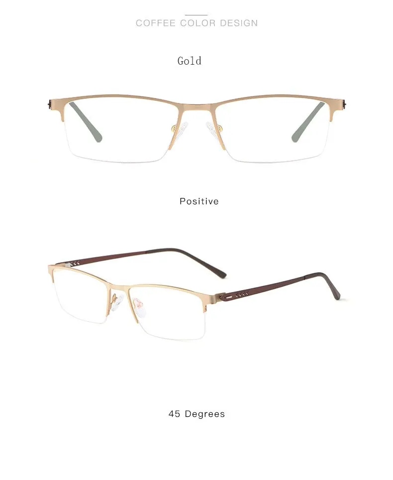Hotochki Men's Semi Rim Alloy Frame Eyeglasses 9841