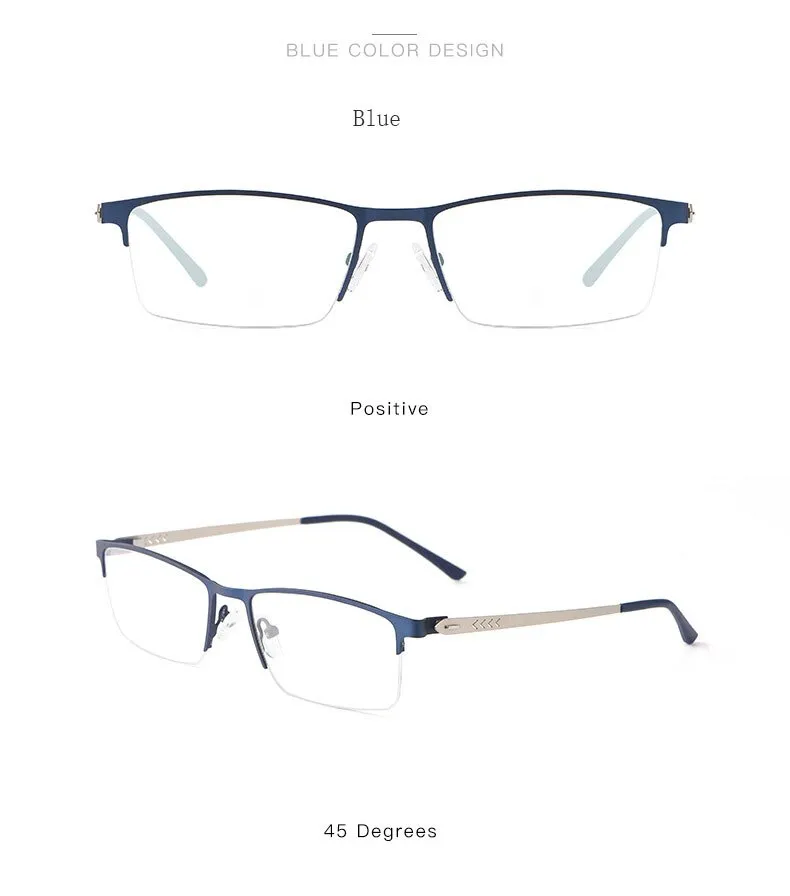 Hotochki Men's Semi Rim Alloy Frame Eyeglasses 9841