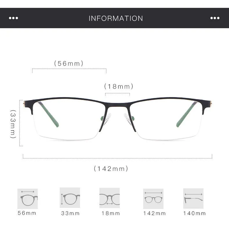 Hotochki Men's Semi Rim Alloy Frame Eyeglasses 9841