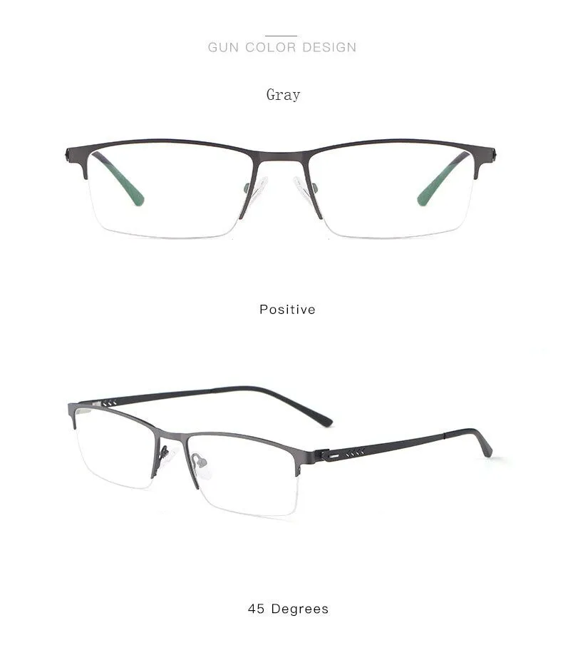 Hotochki Men's Semi Rim Alloy Frame Eyeglasses 9841