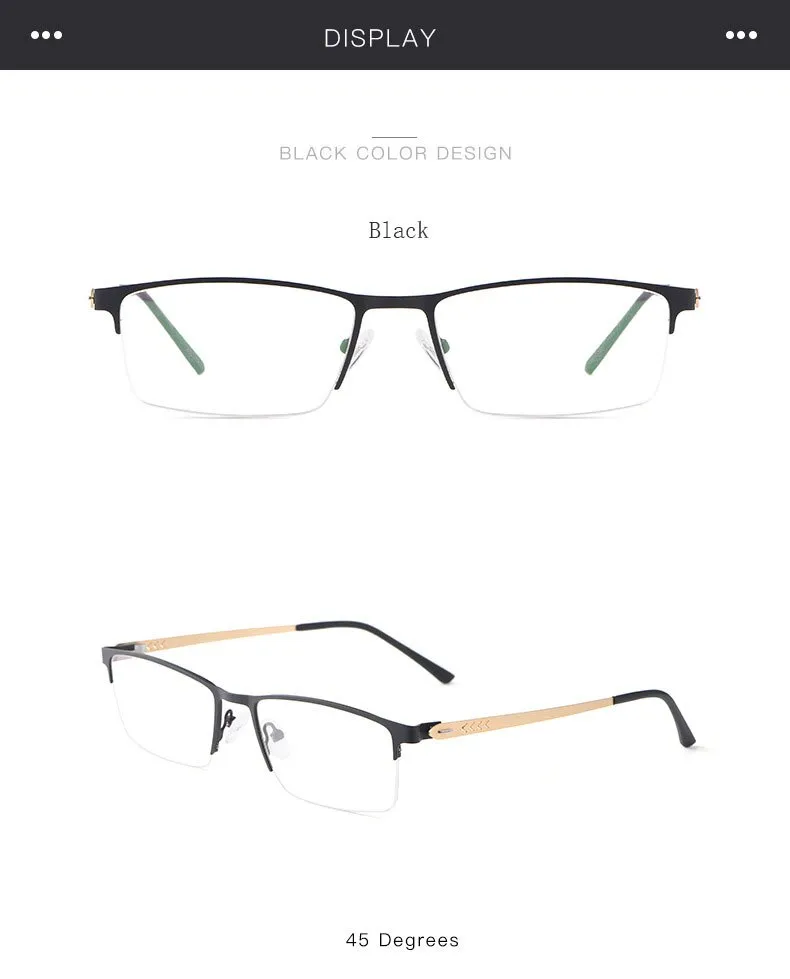 Hotochki Men's Semi Rim Alloy Frame Eyeglasses 9841