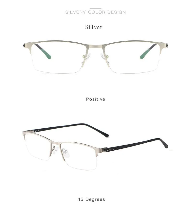 Hotochki Men's Semi Rim Alloy Frame Eyeglasses 9841