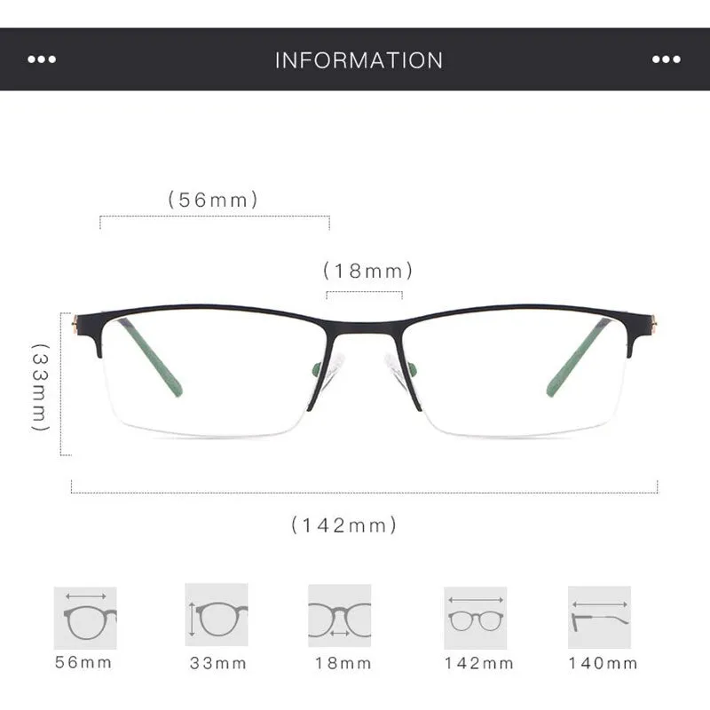 Hotochki Men's Semi Rim Alloy Frame Eyeglasses 9841